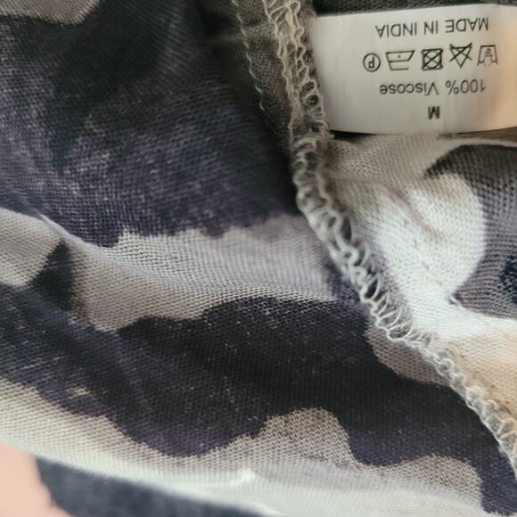 Panache Size M Sheer Dark Floral Grey Cream Long Line Cover-Up Kimono - Picture 10 of 10